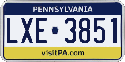 PA license plate LXE3851