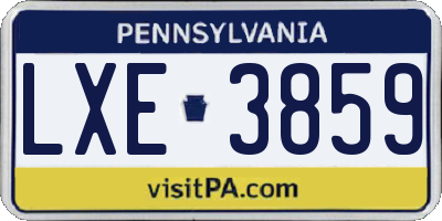 PA license plate LXE3859