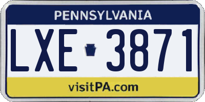 PA license plate LXE3871