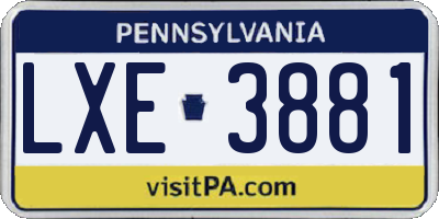 PA license plate LXE3881