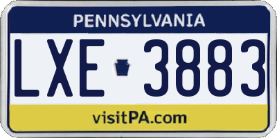 PA license plate LXE3883