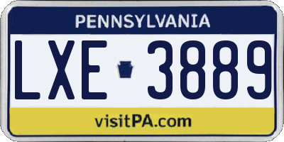PA license plate LXE3889