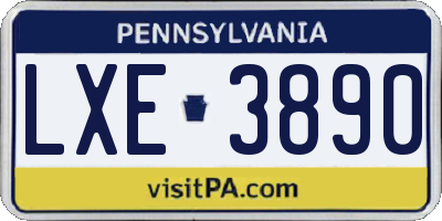 PA license plate LXE3890