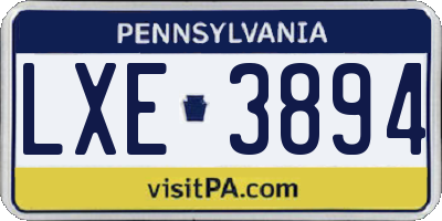 PA license plate LXE3894