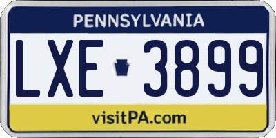 PA license plate LXE3899