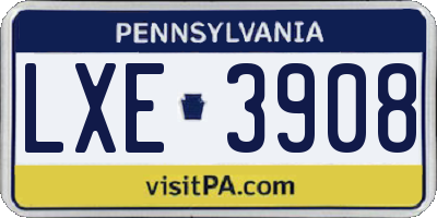 PA license plate LXE3908