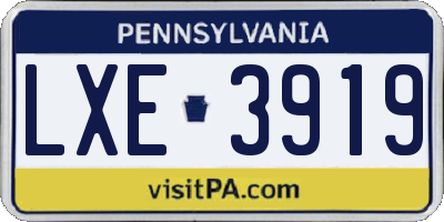 PA license plate LXE3919