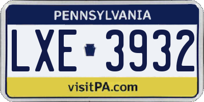 PA license plate LXE3932