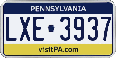 PA license plate LXE3937