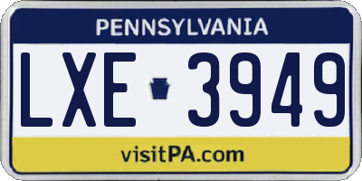 PA license plate LXE3949