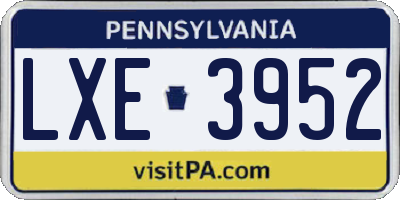 PA license plate LXE3952