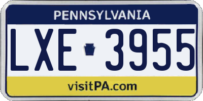 PA license plate LXE3955