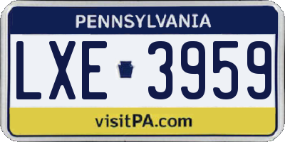 PA license plate LXE3959