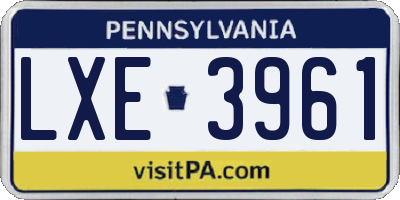 PA license plate LXE3961