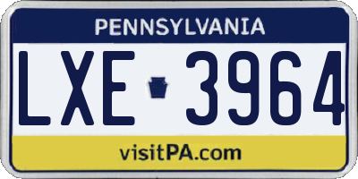 PA license plate LXE3964