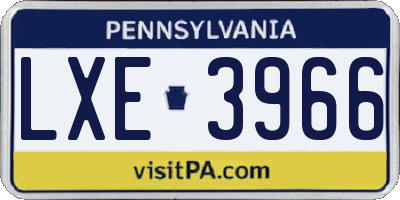 PA license plate LXE3966