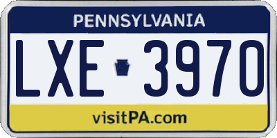 PA license plate LXE3970