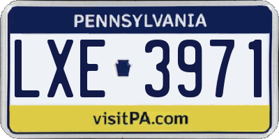 PA license plate LXE3971