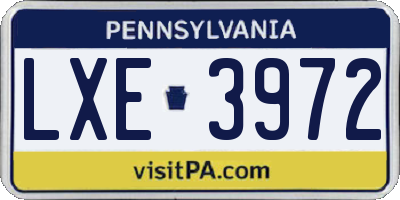 PA license plate LXE3972