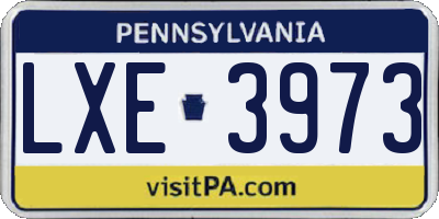 PA license plate LXE3973