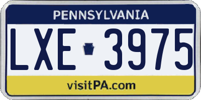 PA license plate LXE3975