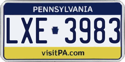 PA license plate LXE3983