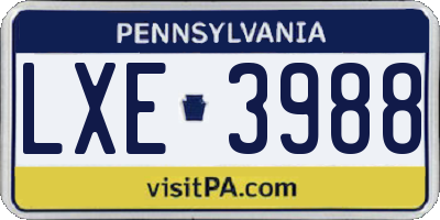 PA license plate LXE3988