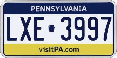 PA license plate LXE3997