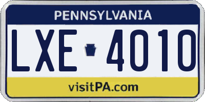 PA license plate LXE4010