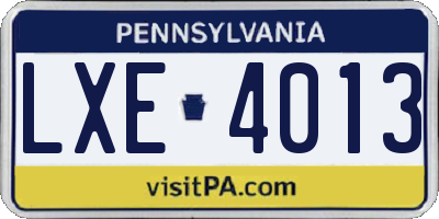 PA license plate LXE4013
