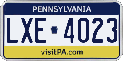 PA license plate LXE4023