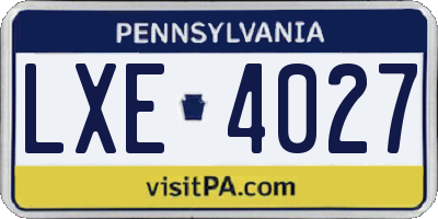 PA license plate LXE4027