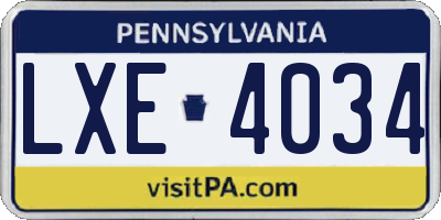 PA license plate LXE4034
