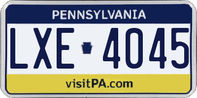 PA license plate LXE4045