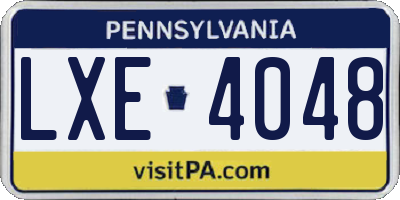 PA license plate LXE4048