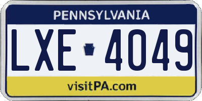 PA license plate LXE4049