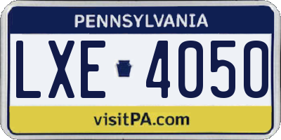 PA license plate LXE4050