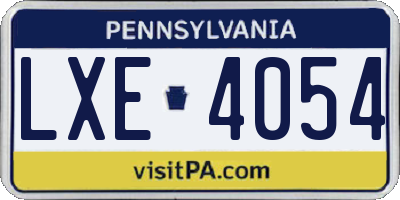PA license plate LXE4054
