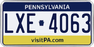 PA license plate LXE4063