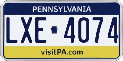 PA license plate LXE4074