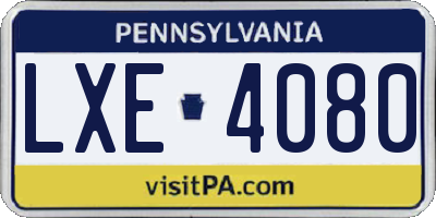 PA license plate LXE4080