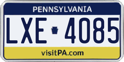 PA license plate LXE4085