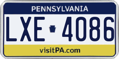 PA license plate LXE4086