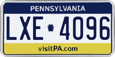 PA license plate LXE4096