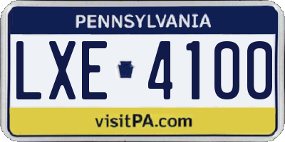 PA license plate LXE4100
