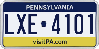 PA license plate LXE4101