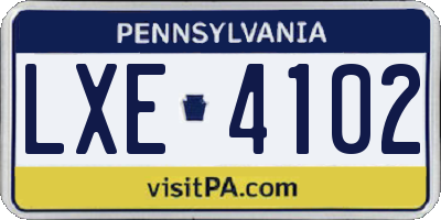 PA license plate LXE4102