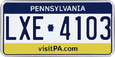 PA license plate LXE4103