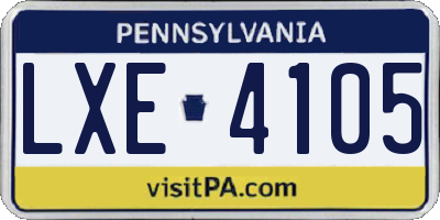 PA license plate LXE4105