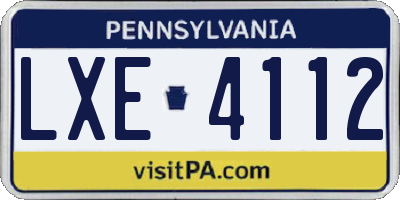 PA license plate LXE4112